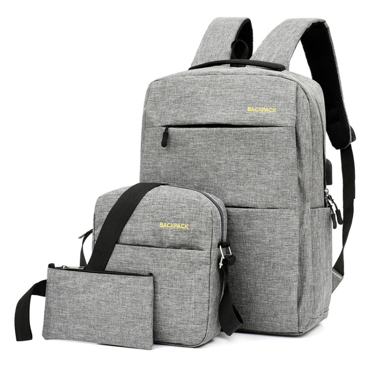 Three PCS/Sets USB Charging Outdoor Travel Backpack Student School Bag