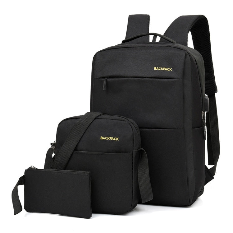 Three PCS/Sets USB Charging Outdoor Travel Backpack Student School Bag