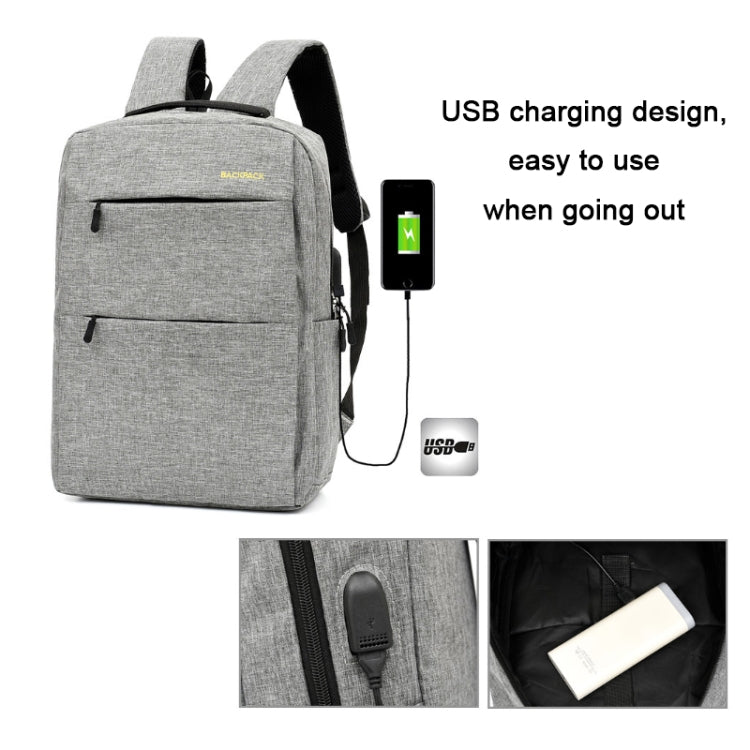 Three PCS/Sets USB Charging Outdoor Travel Backpack Student School Bag