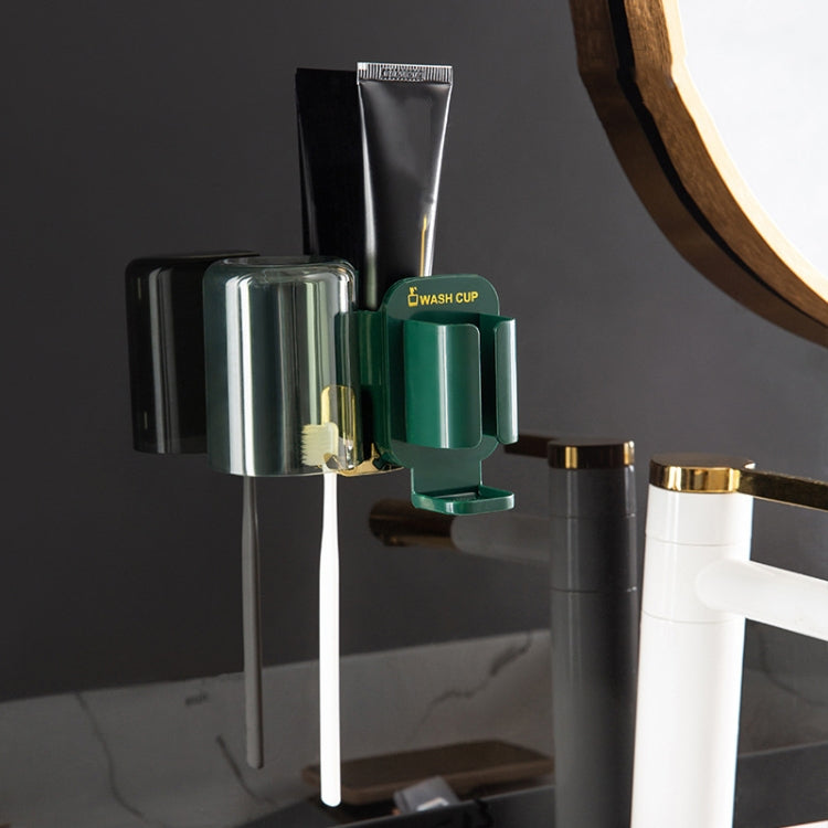 JM056 Toothbrush Rack Wall Mounted Toothpaste Storage Rack, Style: Electric Dark Green