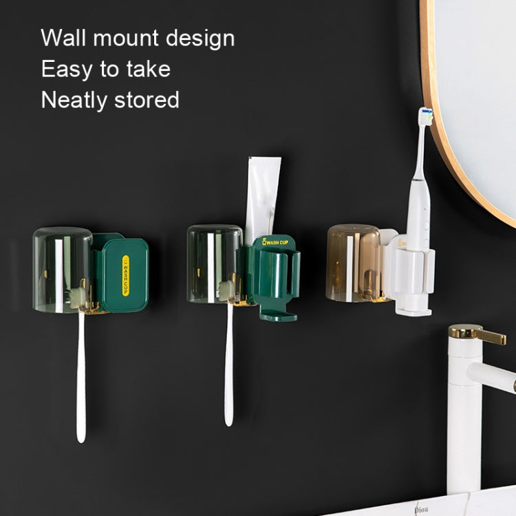 JM056 Toothbrush Rack Wall Mounted Toothpaste Storage Rack, Style: Electric Dark Green