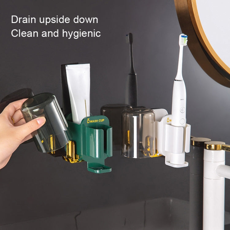 JM056 Toothbrush Rack Wall Mounted Toothpaste Storage Rack, Style: Regular Dark Green