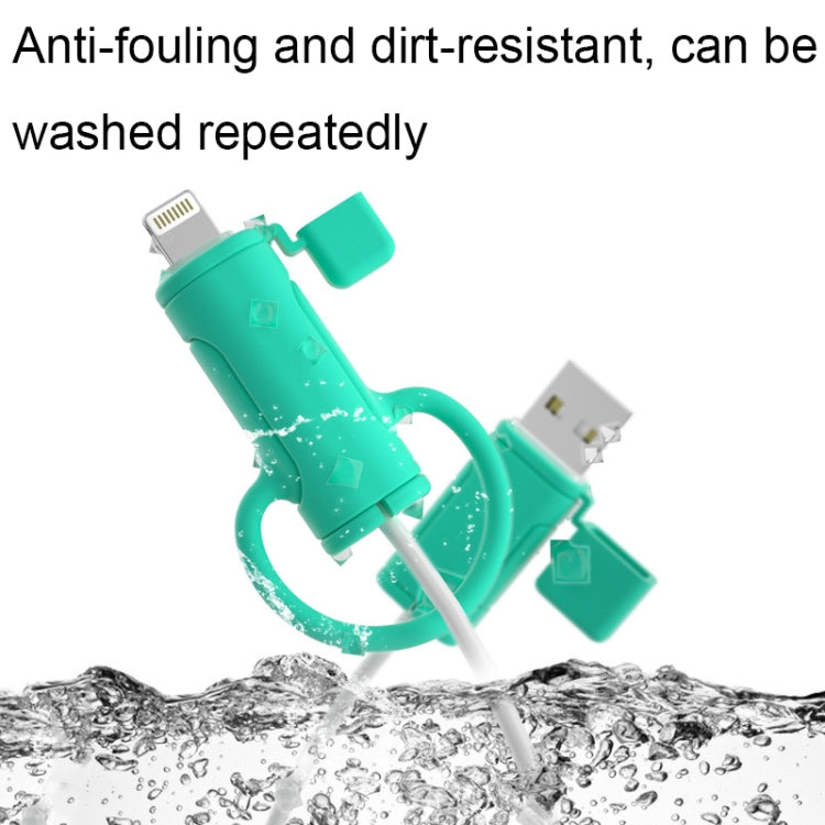 3 PCS Soft Washable Data Cable Silicone Case For Apple, Spec: Type-C (Mint Green)