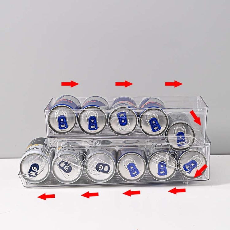 Stretchable Double Layer Rolling Refrigerator Drink Holder Storage Box(Transparent)
