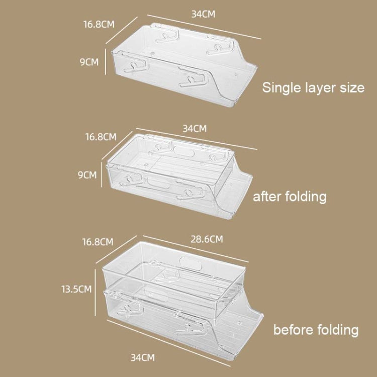 Stretchable Double Layer Rolling Refrigerator Drink Holder Storage Box(Transparent)