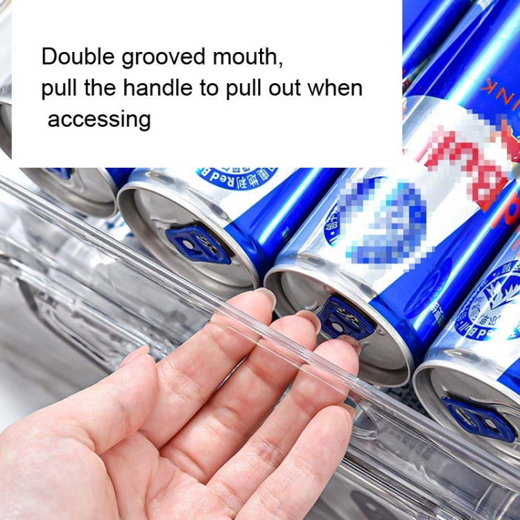 Stretchable Double Layer Rolling Refrigerator Drink Holder Storage Box(Transparent)