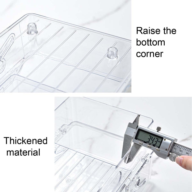 Stretchable Double Layer Rolling Refrigerator Drink Holder Storage Box(Transparent)