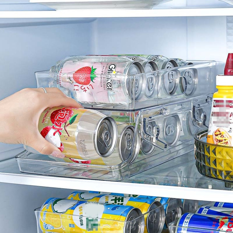 Stretchable Double Layer Rolling Refrigerator Drink Holder Storage Box(Transparent)