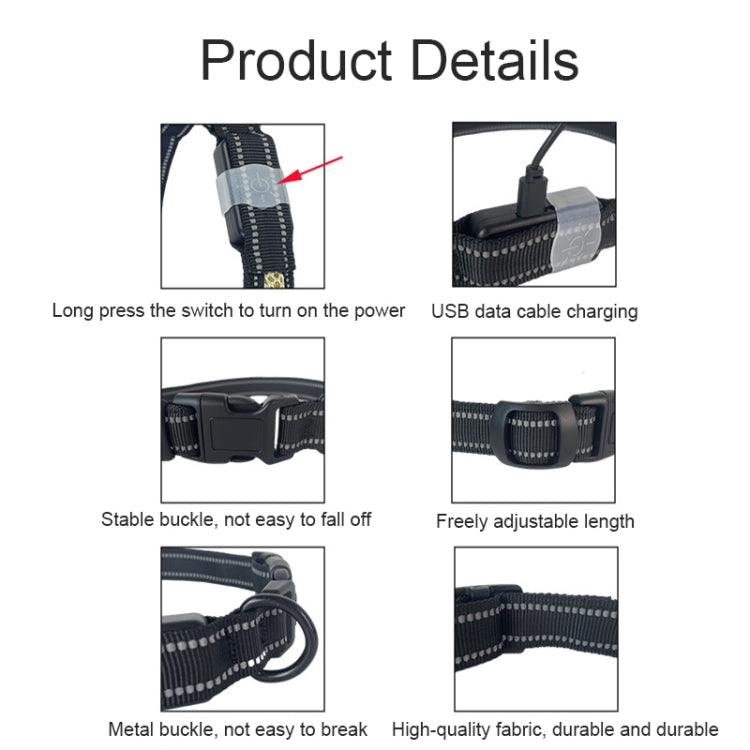 LED Rechargeable Wear-resistant and Waterproof Pet Lighting Collar, Size: S(Black)