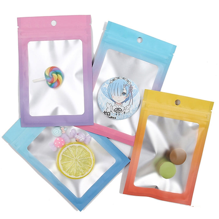 100PCS Aluminum Foil Ziplock Bag Jewelry Sealed Packaging Bag, Size: 7.5x10cm (Pink Gradually Purple)
