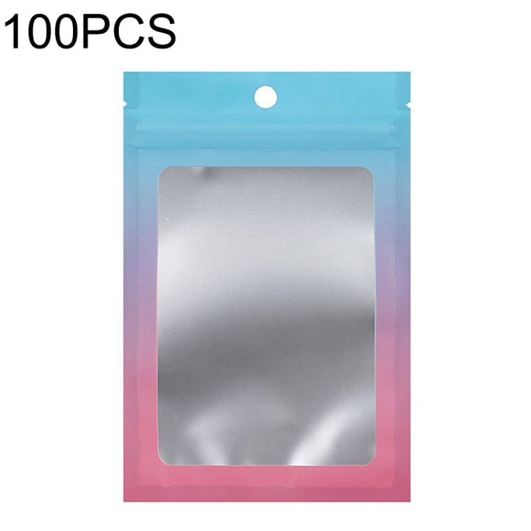 100PCS Aluminum Foil Ziplock Bag Jewelry Sealed Packaging Bag, Size: 7.5x10cm (Blue Gradually Pink)