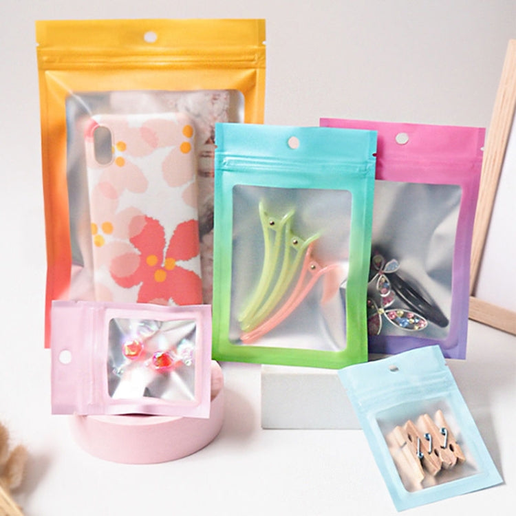 100PCS Aluminum Foil Ziplock Bag Jewelry Data Line Sealed Packaging Bag, Size: 14x20cm (Blue Gradually Pink)