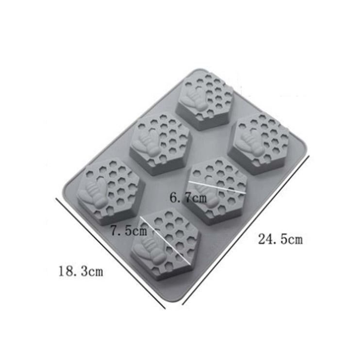 2 PCS 6 Grid Honeycomb Bee Silicone Handmade Soap Mould Chocolate Mooncake Mould(Grey)