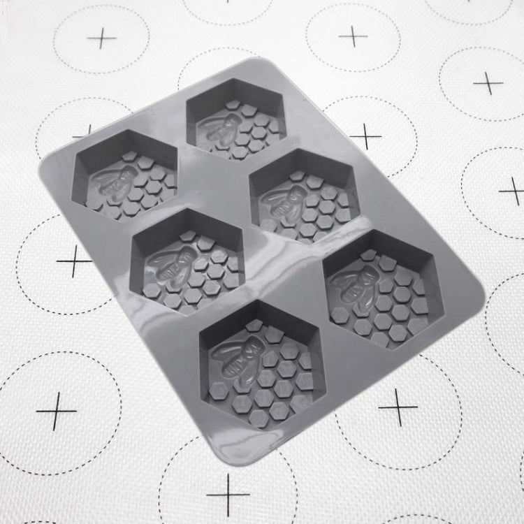 2 PCS 6 Grid Honeycomb Bee Silicone Handmade Soap Mould Chocolate Mooncake Mould(Grey)