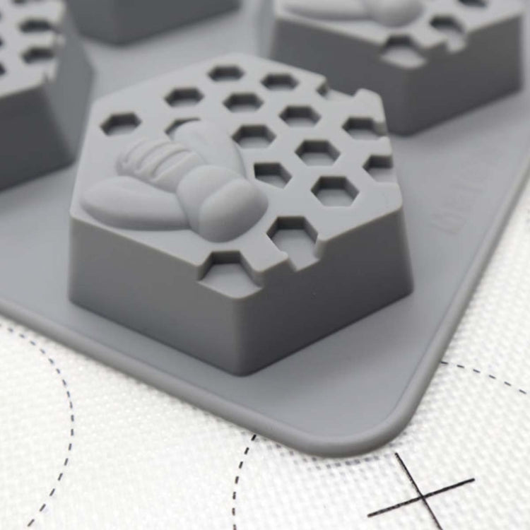 2 PCS 6 Grid Honeycomb Bee Silicone Handmade Soap Mould Chocolate Mooncake Mould(Grey)