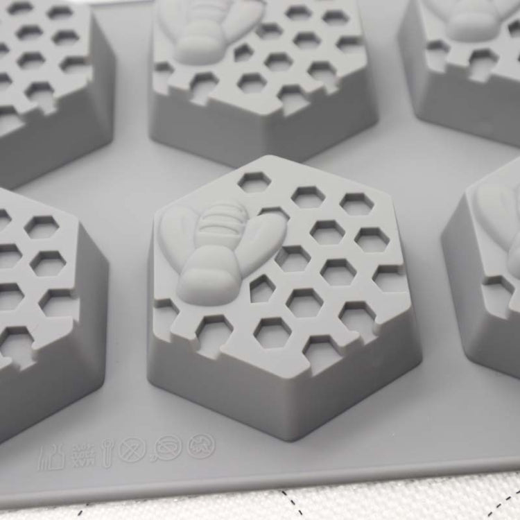 2 PCS 6 Grid Honeycomb Bee Silicone Handmade Soap Mould Chocolate Mooncake Mould(Grey)