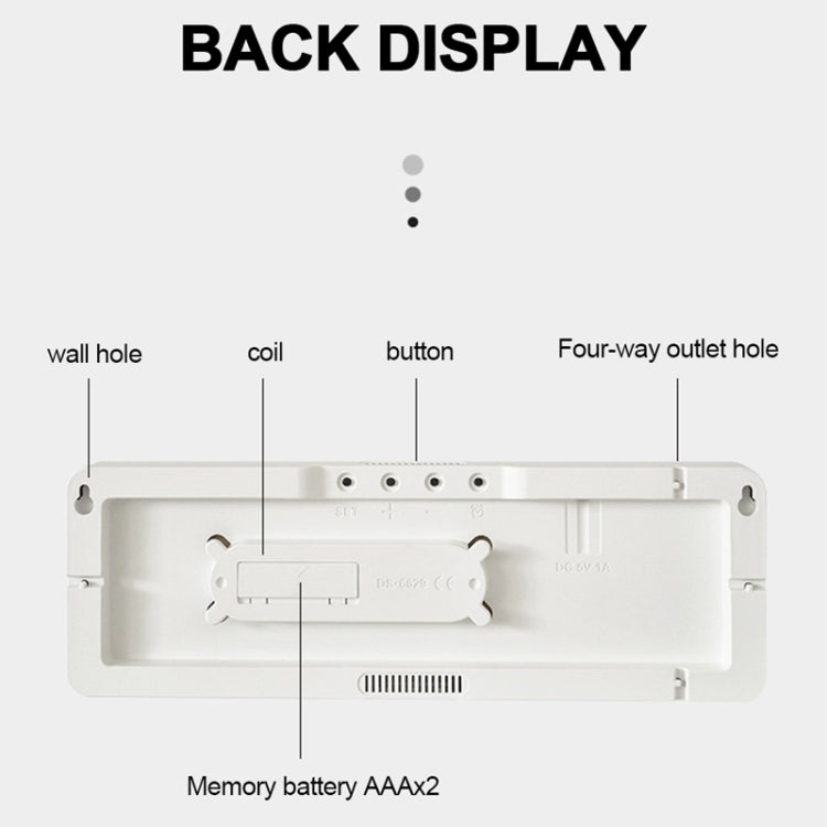 6629 13 Inch Multifunctional LED Living Room Large Screen Wall Clock