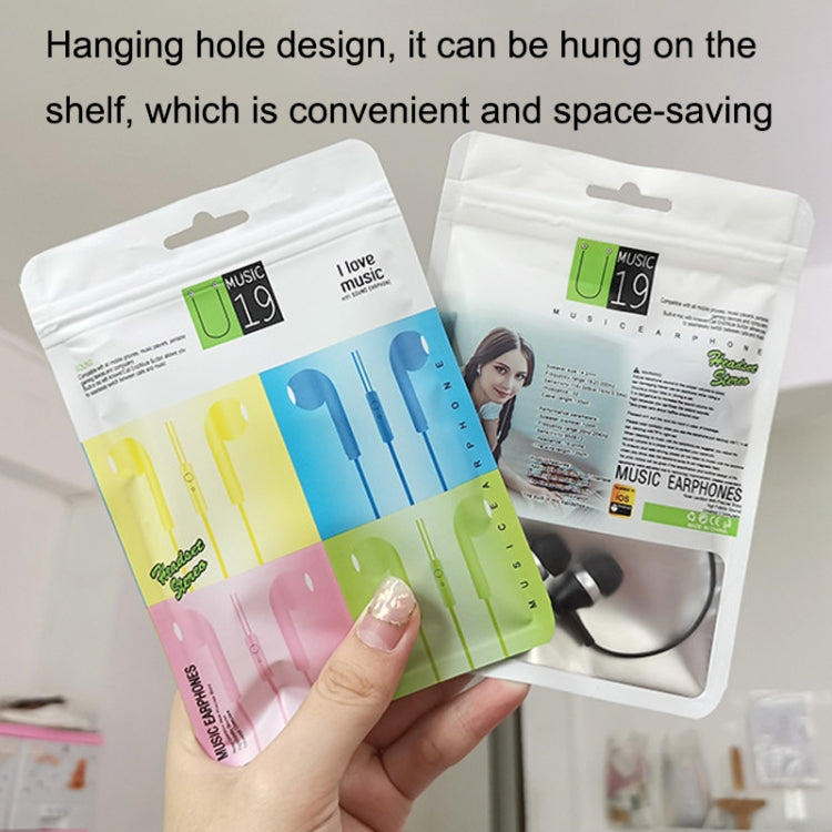 100PCS U19 Frosted Headphone Cable Ziplock Packaging Bag, Style: Tissue