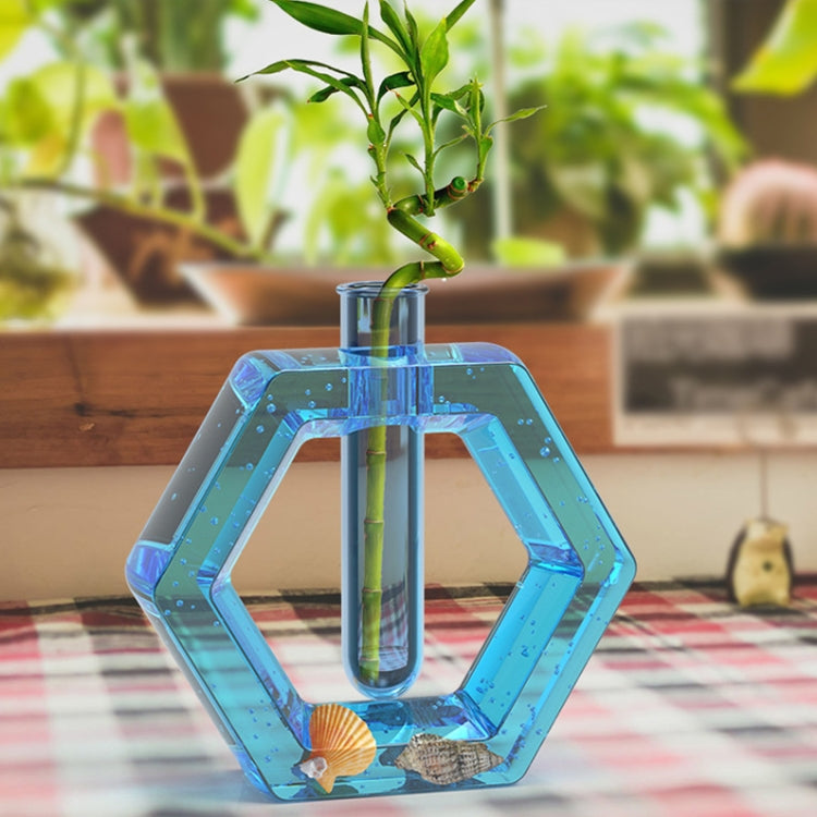 DIY Crystal Epoxy Test Tube Cultivation Vase Silicone Mould, Spec: Hexagon+2Pcs Transparent