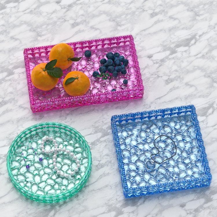 2 PCS DIY Round and Square Diamond Pattern Storage Tray Silicone Mold, Specification: Square