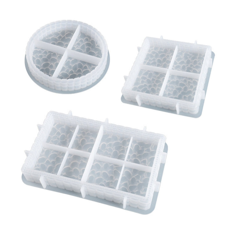 2 PCS DIY Round and Square Diamond Pattern Storage Tray Silicone Mold, Specification: Rectangular