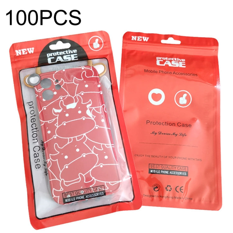 100PCS Phone Case Plastic Self-Sealing Pearl Packaging Bags, Size: 13.5x24cm (Red)