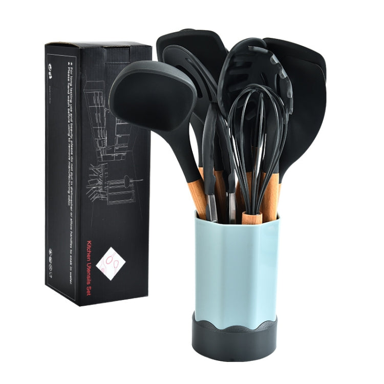 Beech Wood Silicone Kitchen Set With Storage Bucket