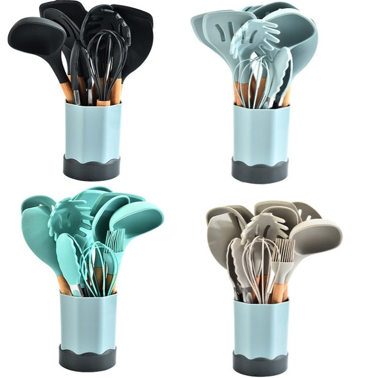 Beech Wood Silicone Kitchen Set With Storage Bucket