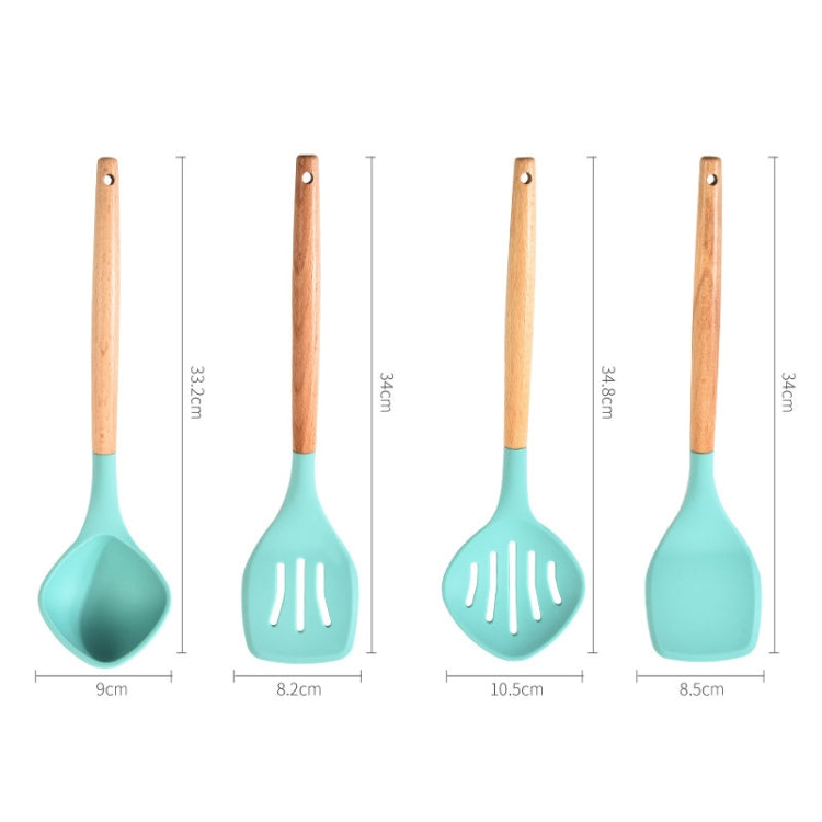 Beech Wood Silicone Kitchen Set With Storage Bucket