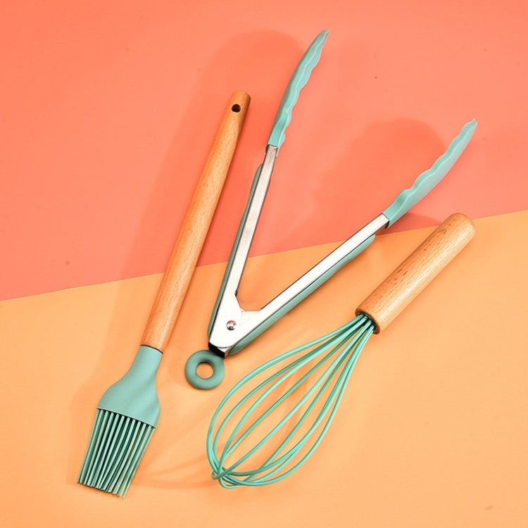 Beech Wood Silicone Kitchen Set With Storage Bucket