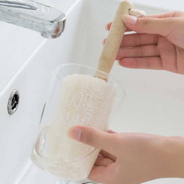 Kitchen Wooden Handle Cleaning Brush,Style: Loofah Cup Brush