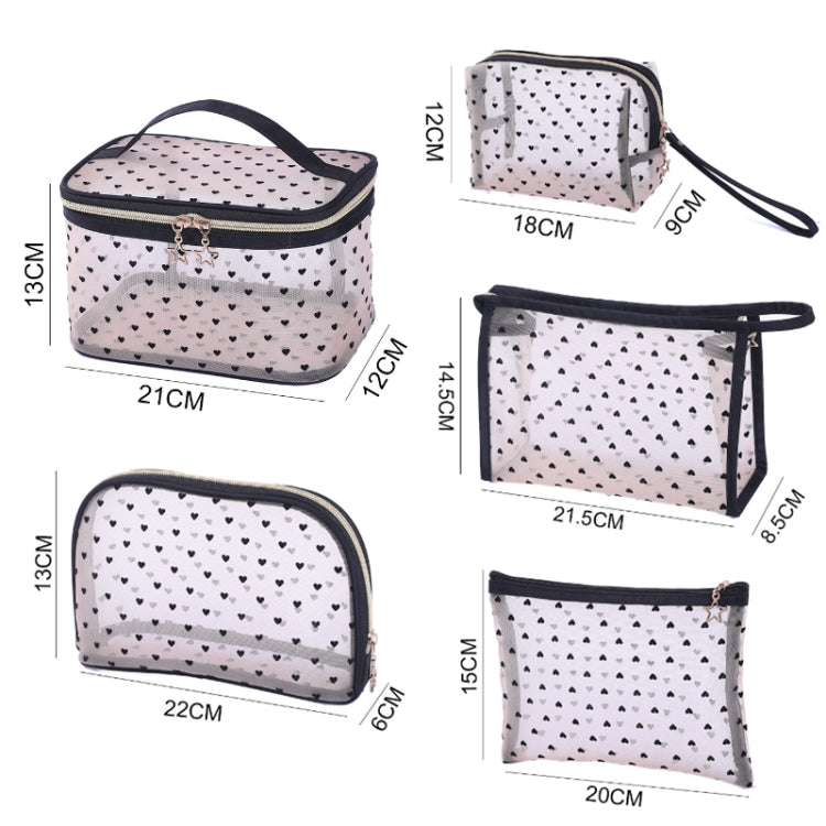 Flocking Love Mesh Portable Cosmetic Bag, Style: Octagon