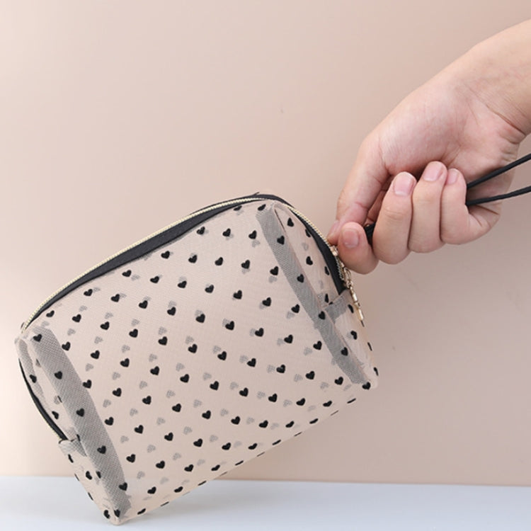Flocking Love Mesh Portable Cosmetic Bag, Style: Shell
