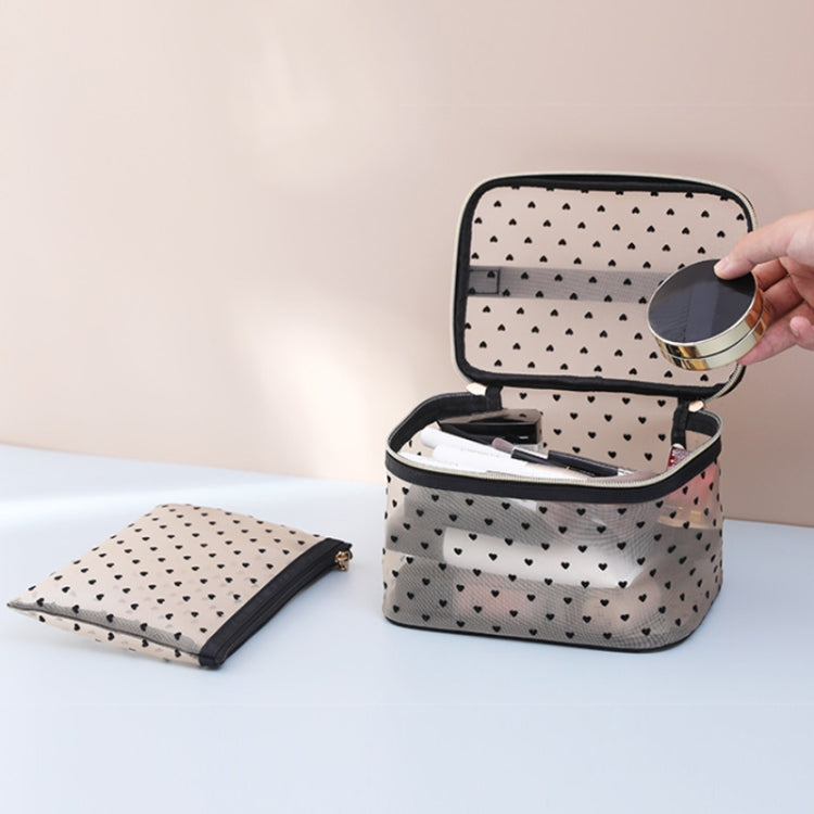 Flocking Love Mesh Portable Cosmetic Bag, Style: Flat