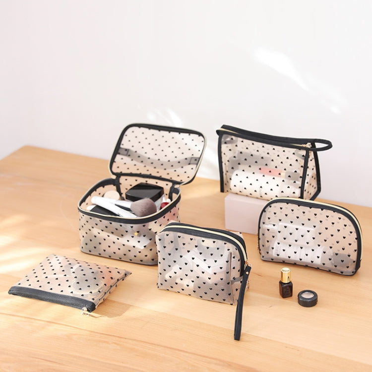 Flocking Love Mesh Portable Cosmetic Bag, Style: Flat