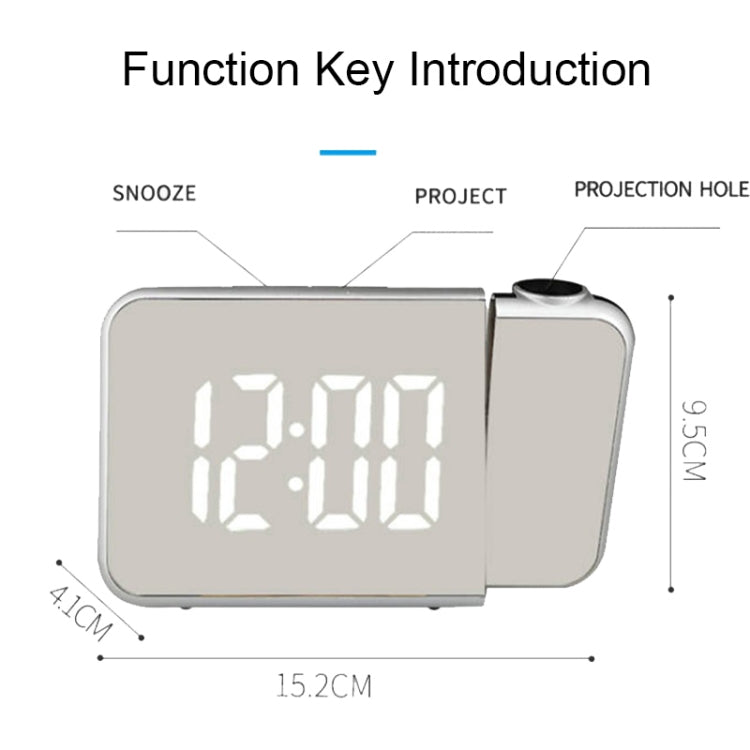 8590 LED Mirror Projection Automatic Semi-bright Electronic Clock
