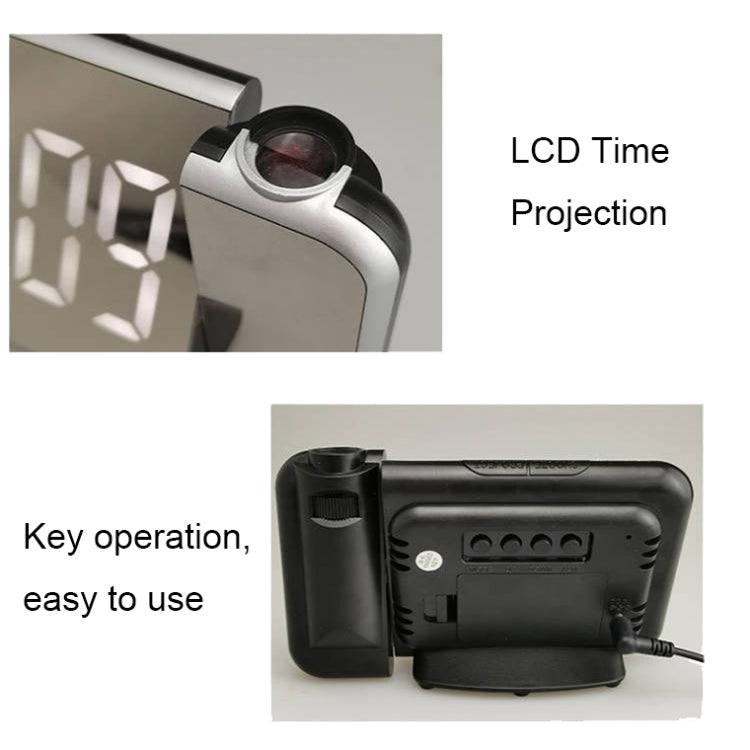 8590 LED Mirror Projection Automatic Semi-bright Electronic Clock