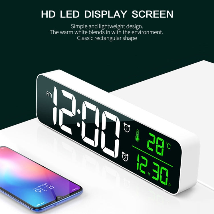 8810 LED Mirror Living Room Music Wall Clock with Temperature Date Display