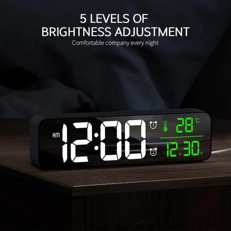 8810 LED Mirror Living Room Music Wall Clock with Temperature Date Display
