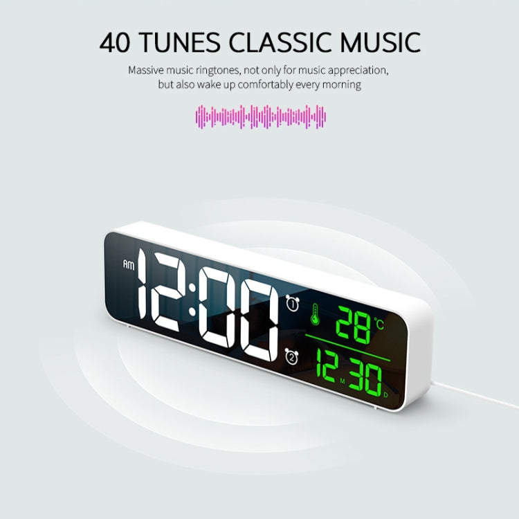 8810 LED Mirror Living Room Music Wall Clock with Temperature Date Display
