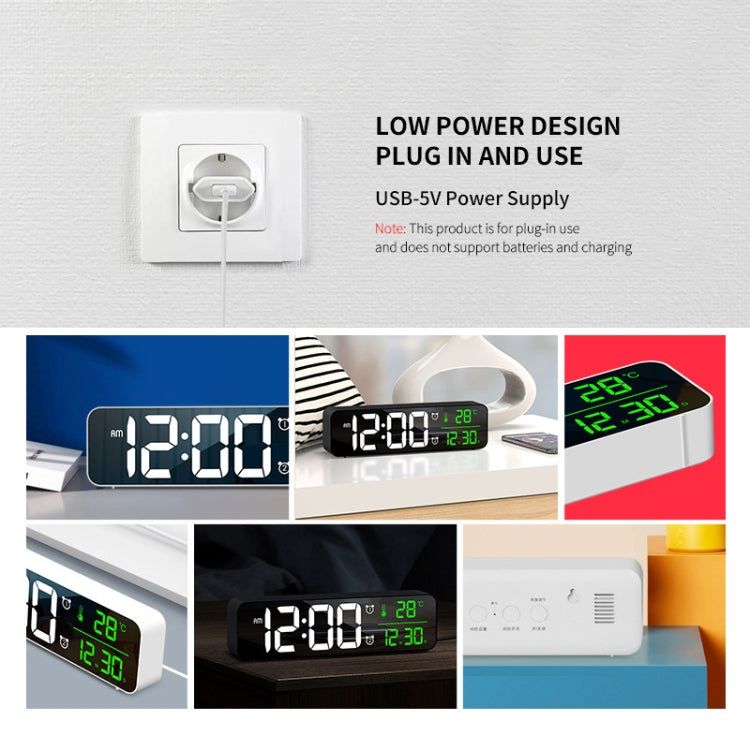 8810 LED Mirror Living Room Music Wall Clock with Temperature Date Display