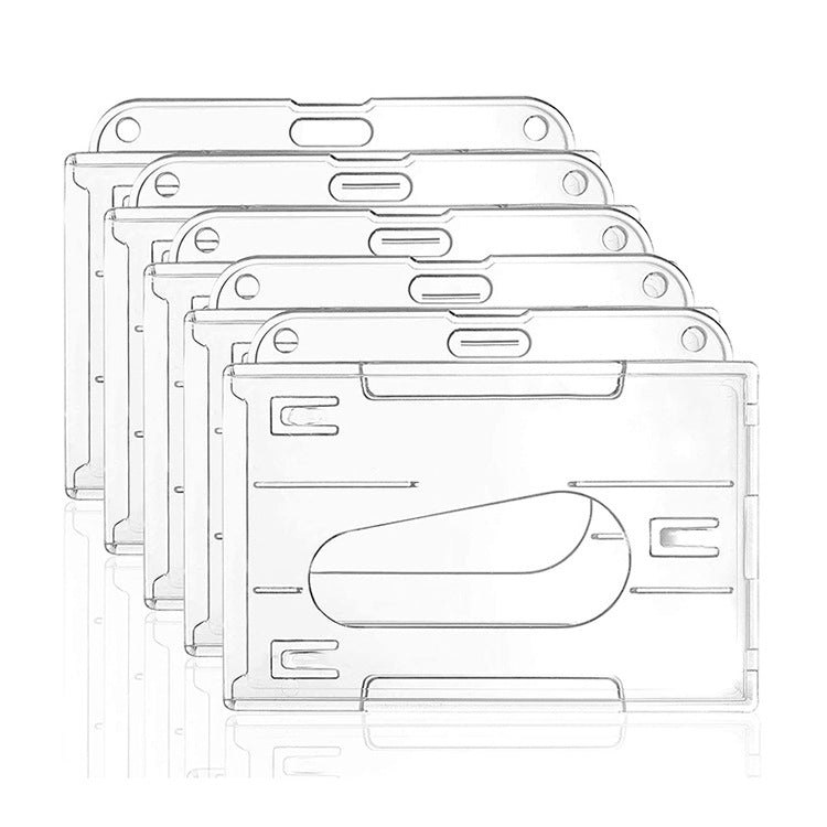 5 PCS Horizontal Type  PS Material Transparent Frosted ID Card Holder Badge