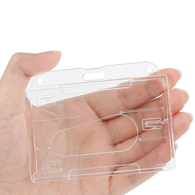 5 PCS Horizontal Type  PS Material Transparent Frosted ID Card Holder Badge