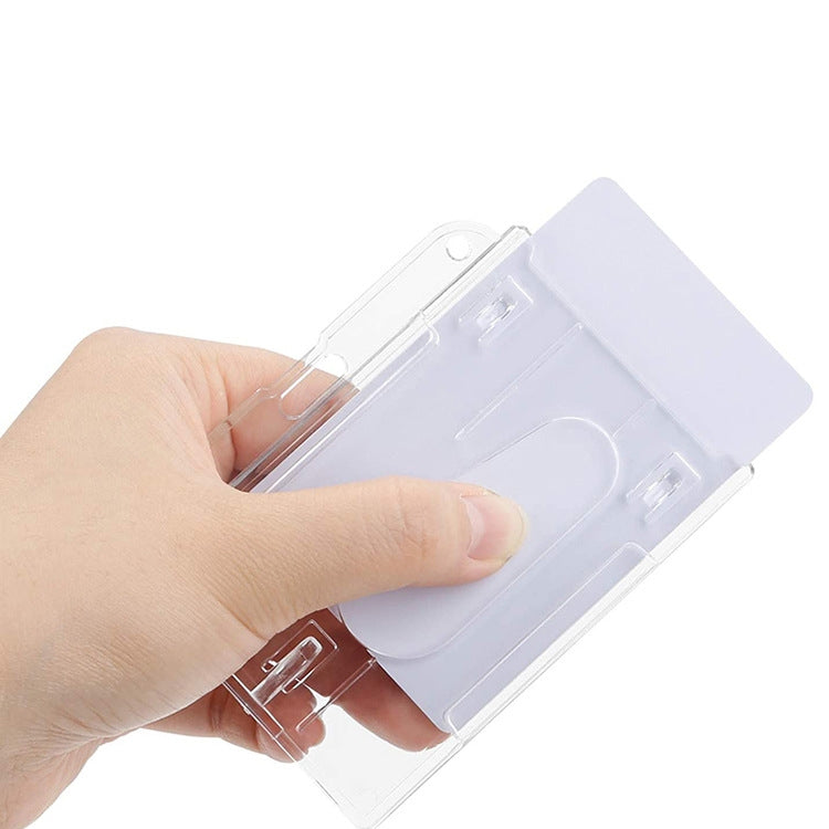 5 PCS Horizontal Type  PS Material Transparent Frosted ID Card Holder Badge