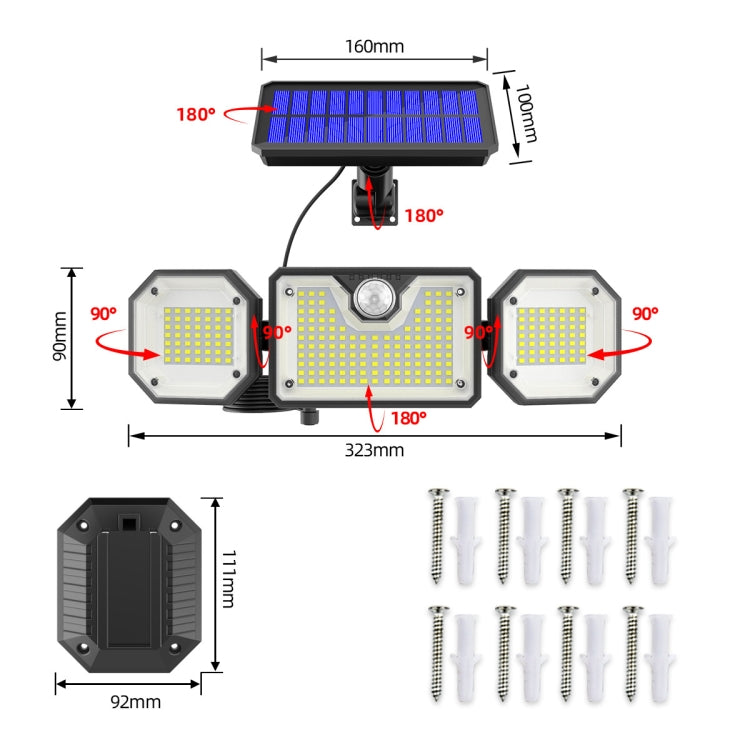 Solar Human Body Sensor Light LED Outdoor Waterproof Garden Light, Style: Split 226LED