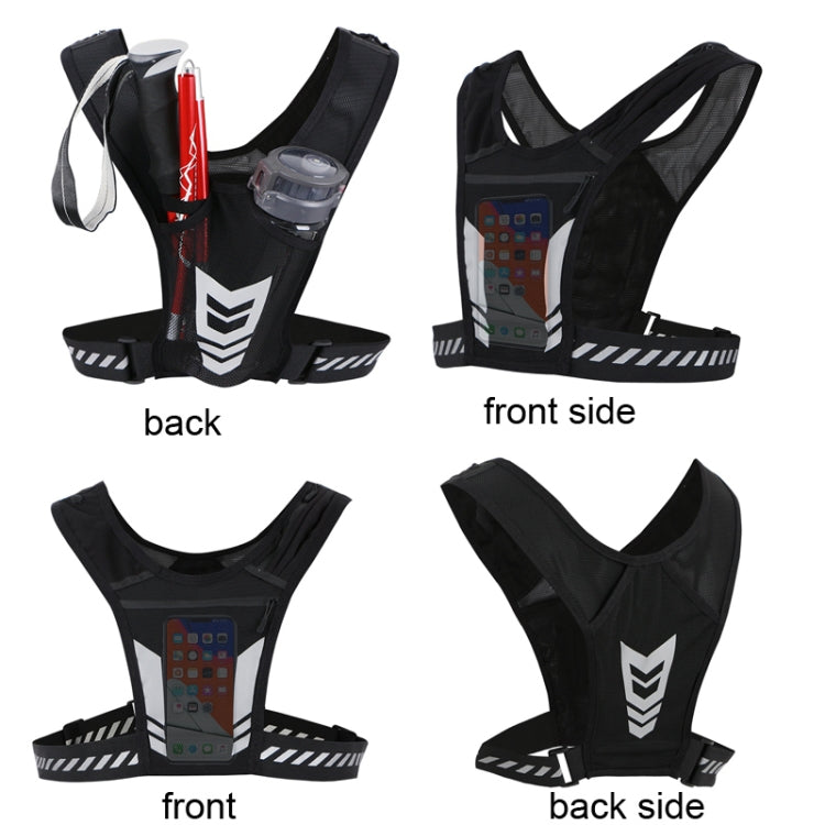 Sports Water Bottle Chest Bag Breathable Riding Night Running Reflective Backpack