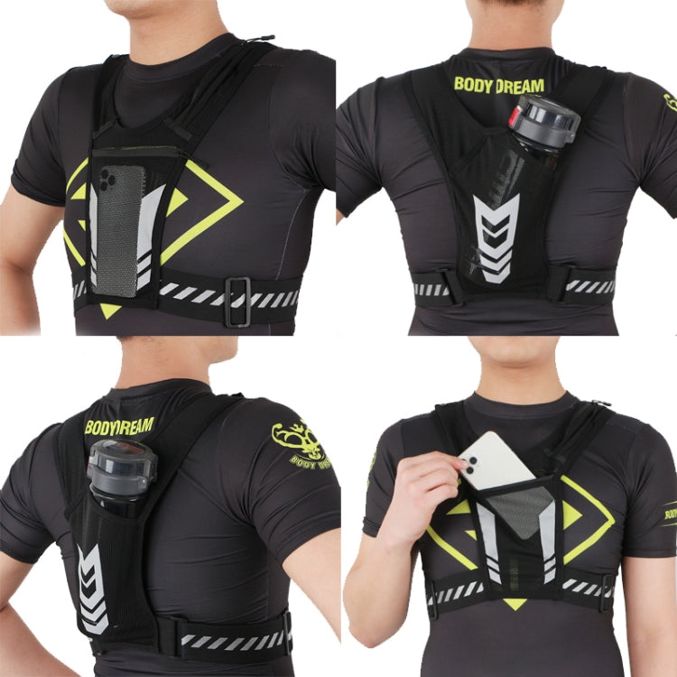 Sports Water Bottle Chest Bag Breathable Riding Night Running Reflective Backpack