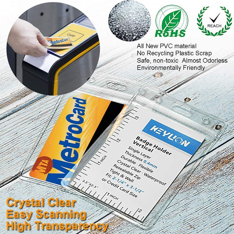 20 PCS Transparent PVC Vertical Plastic Card Sleeves Waterproof ID Card Sleeves Badges