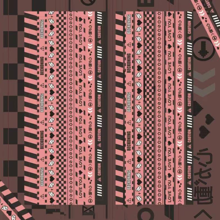 5 PCS Warning Sign Sticker Hand Account DIY Material, Color: Pink Cordon