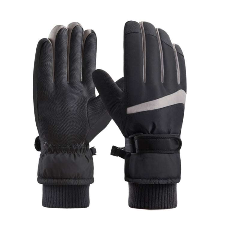 1 Pair DF-05 Outdoor Riding Waterproof Non-slip Warm Fleece Thickened Gloves Male Type (Black)